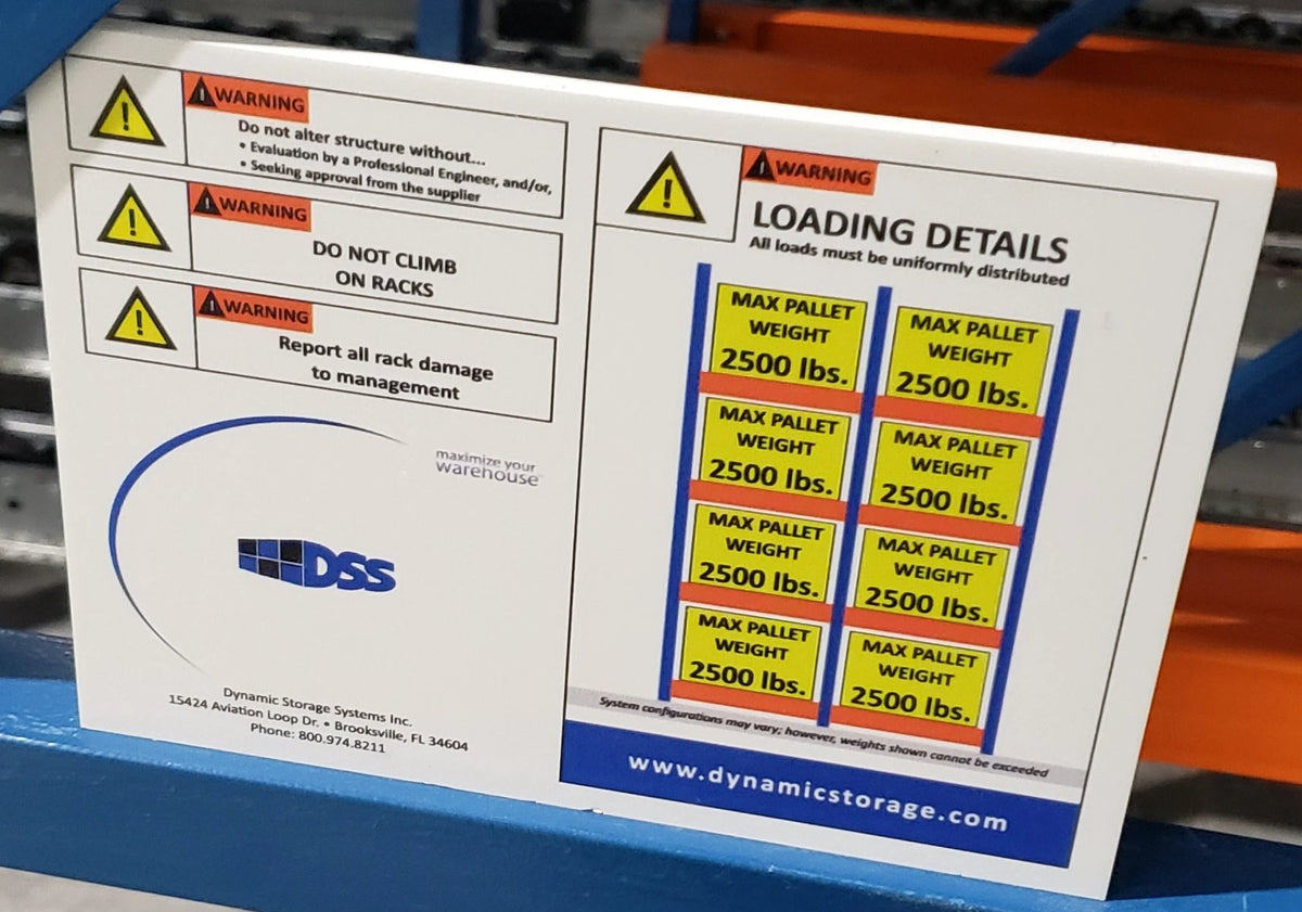 Proper Kitchen Rack Loading Sign RAKSafe® - Rack Entry Safety and Loading Sign – dss-direct